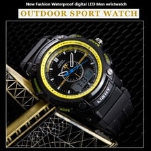 Digitale Quartz Mannen Sport Horloge Stopwatch Waterdicht Militar man Horloge Geel Mode armband Horloge relogio masculino