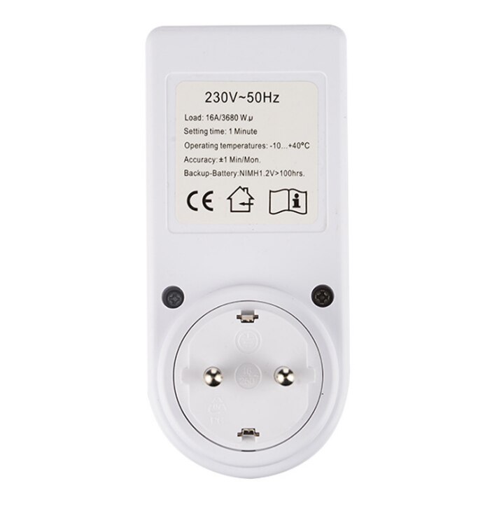230V 16A EU Plug Switch Socket Plug-in Programmable Timer Switch Socket