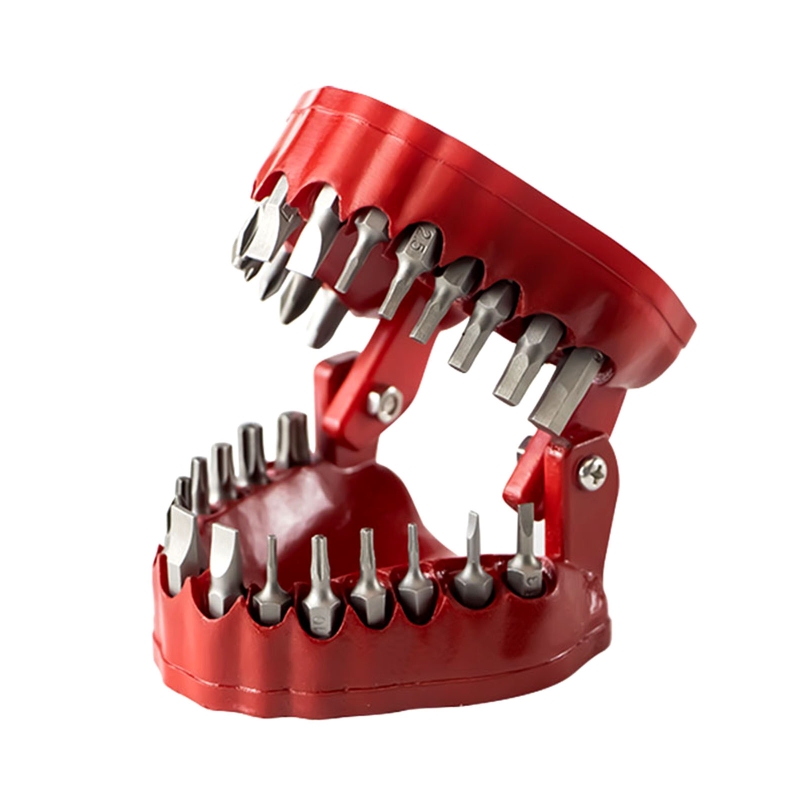 Denture Drill Magnetic Bit Holder Screwdriver Bit Organizing Holder Teeth Model Driver Bit Holder Hold up 28: Red with drill bit