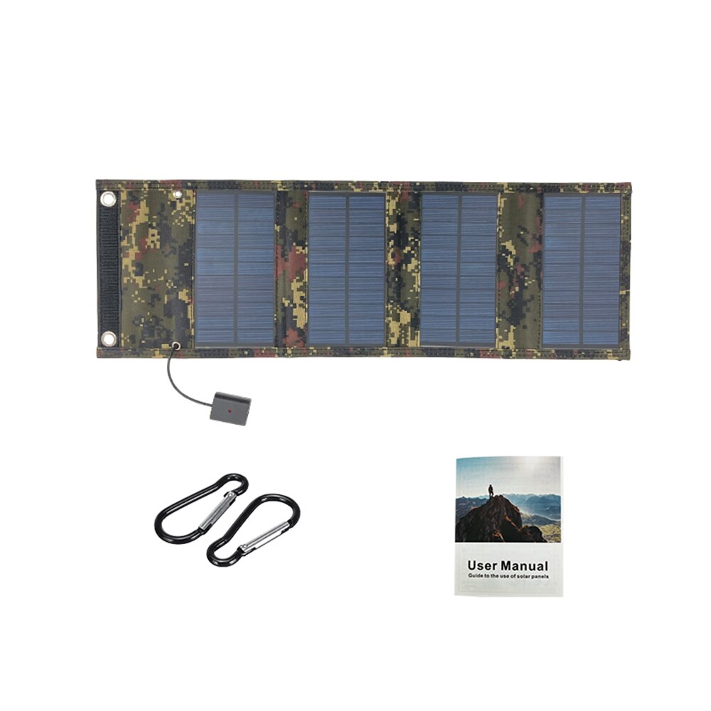 10W Foldable Solar Battery Charger Outdoor Portable Solar Panel with Carabiner Outdoor Travel Waterproof Rechargeable Bag
