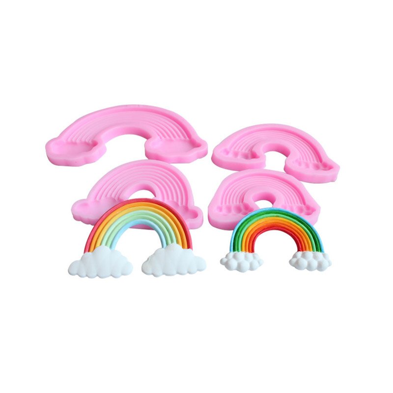 3D Regenboog Silicone Mold Baby Birthday Party Cake Decorating Gereedschap Fondant Mal Chocolade Snoep Gumpaste Mallen Bakken Mallen