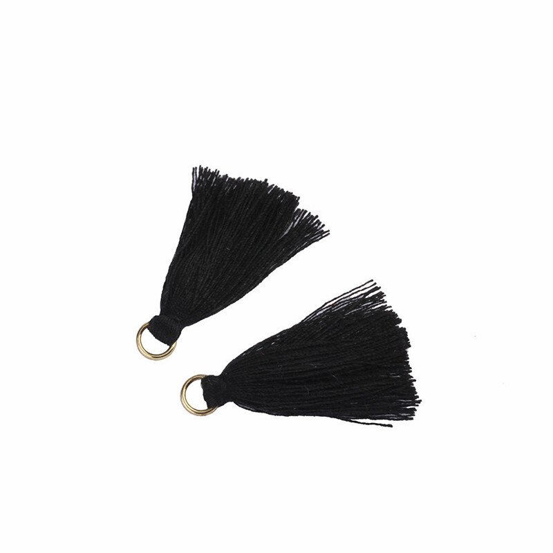 Anneau suspendu gland frange pendentif | 100 pièces, bricolage, petits glands garniture vêtements rideau décoratif boucles d'oreilles composants de bijoux: Black Tassls