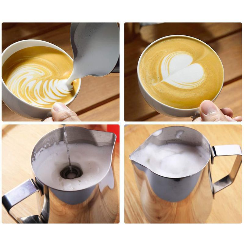 Mezclador eléctrico de espuma de leche con cabezal batidor de doble resorte recargable por Usb U1JE