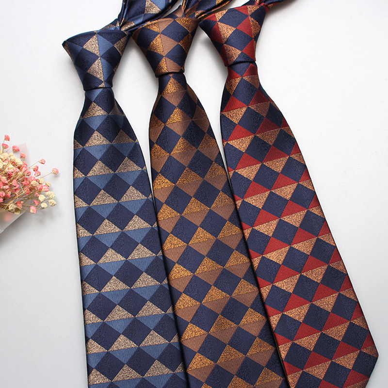 Corbata de lujo de 8CM para hombre, corbatas a cuadros de lunares para hombre, novio, padrino de boda, tejido Jacquard, Ascot, accesorios formales para de negocios