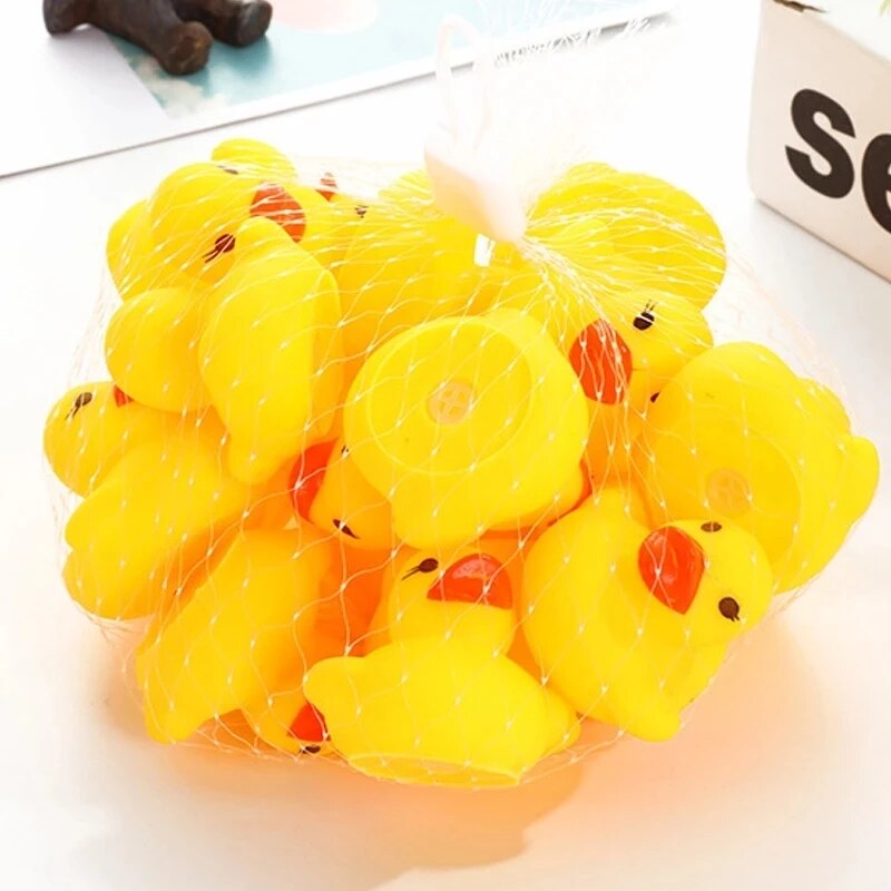 60-300 Stuks Piepende Rubber Duck Duckie Float Bad Speelgoed Baby Douche Water Speelgoed Voor Zwembad Party Speelgoed Jongens Meisjes