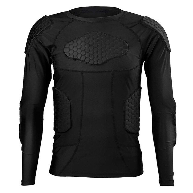 Langærmet herre #39 kompressionsskjorte ribben brystbeskytter basketball fodbold beskyttelsesudstyr træningsboldtøj: Xxxl / Sort lang