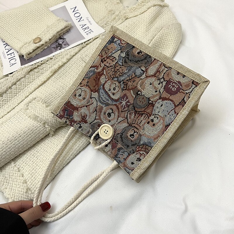 Borsa a tracolla da donna Kawaii orso borsa a tracolla con stampa su tela femminile studente di moda Shopping borsa portatile borsa da donna regali per ragazze: 2