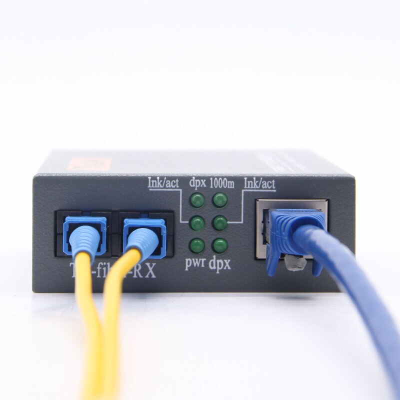 1PCS 10/100/1000M Netlink HTB-GM-03 Simplex mode Double Fiber Optic RJ45 Enternet Media Converter 2KM Fiber TTransceiver