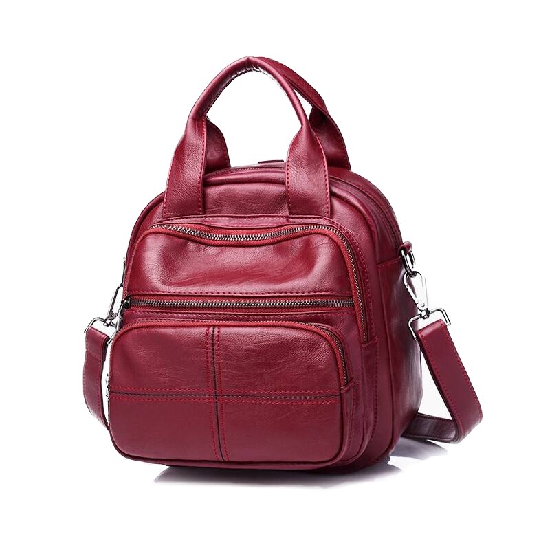 Plusieurs fermetures à glissière et plusieurs poches Vintage femmes en cuir sac à dos multifonction Portable femmes épaule loisirs sacs de créateurs