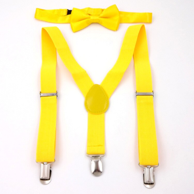 Suspenders with Bowtie Men Bow Tie Set Mens Braces Womens Adjustable Suspenders Pants Wedding Ties Accessories: Yellow