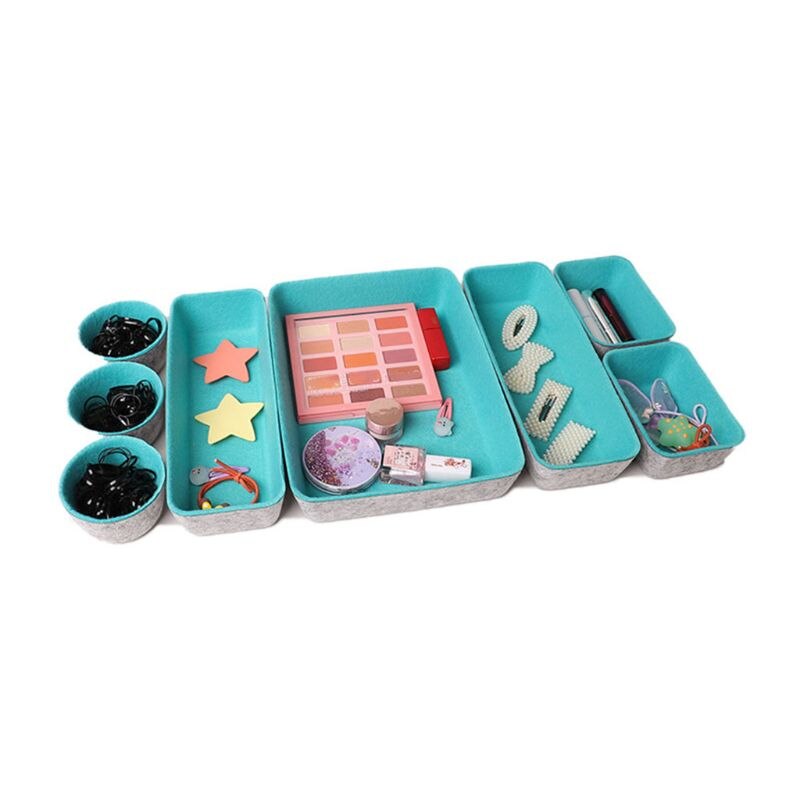 8 In 1 Felt Office Drawer Organizer Trays Drawers Organizers Bins Dividers Case X4YE