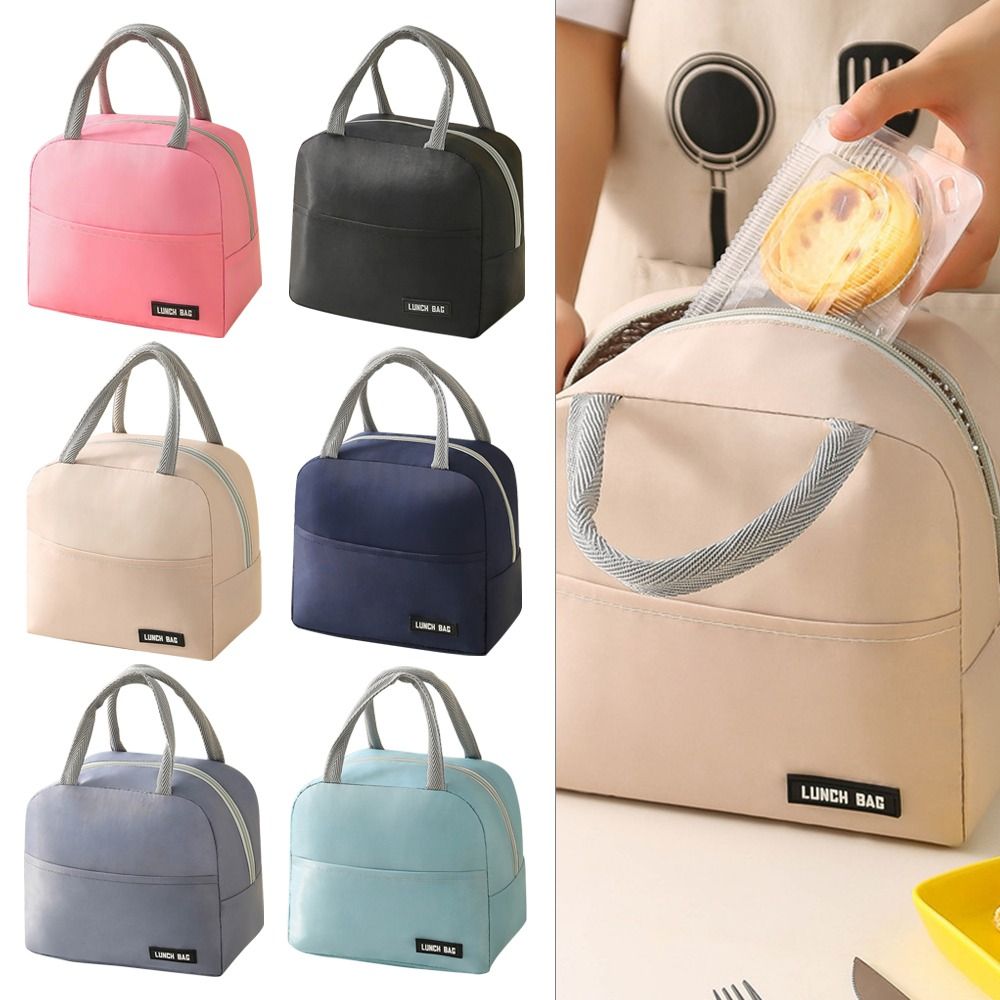 Solid Color Twill Bento Bag Portable Thermal Bag Thickened Student Lunch Box Bag Bento Bag Meal Bag