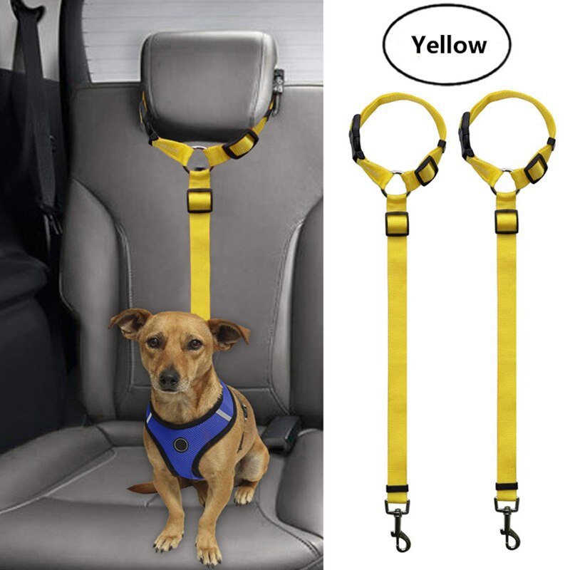 Verstelbare Hond Auto Veiligheidsgordel Reflecterende Huisdier Veiligheid Seat Belt Clip Buckle Tether Duurzaam Reizen Riem Lood Thuis Huisdier Product Gadget: yellow