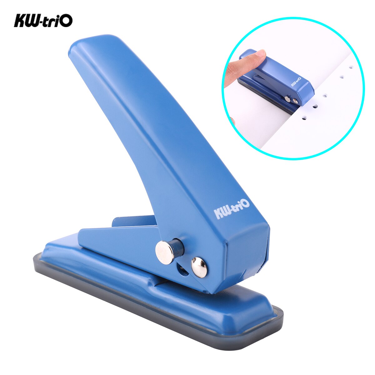 1-trou Mini métal unique trou perforateur papier perforateur 20 feuille 6mm trous Effort réduit avec des déchets collecteur pour fournitures de bureau: Blue