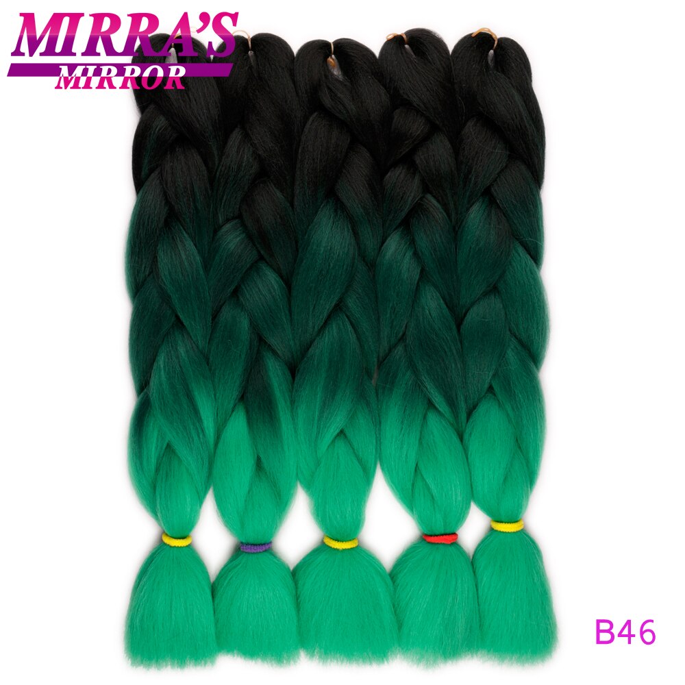 Mirra's Mirror 5pack Ombre Braiding Hair Synthetic Crochet Hair 24" 100g/Pack Jumbo Braids Hair Extension Green Brown