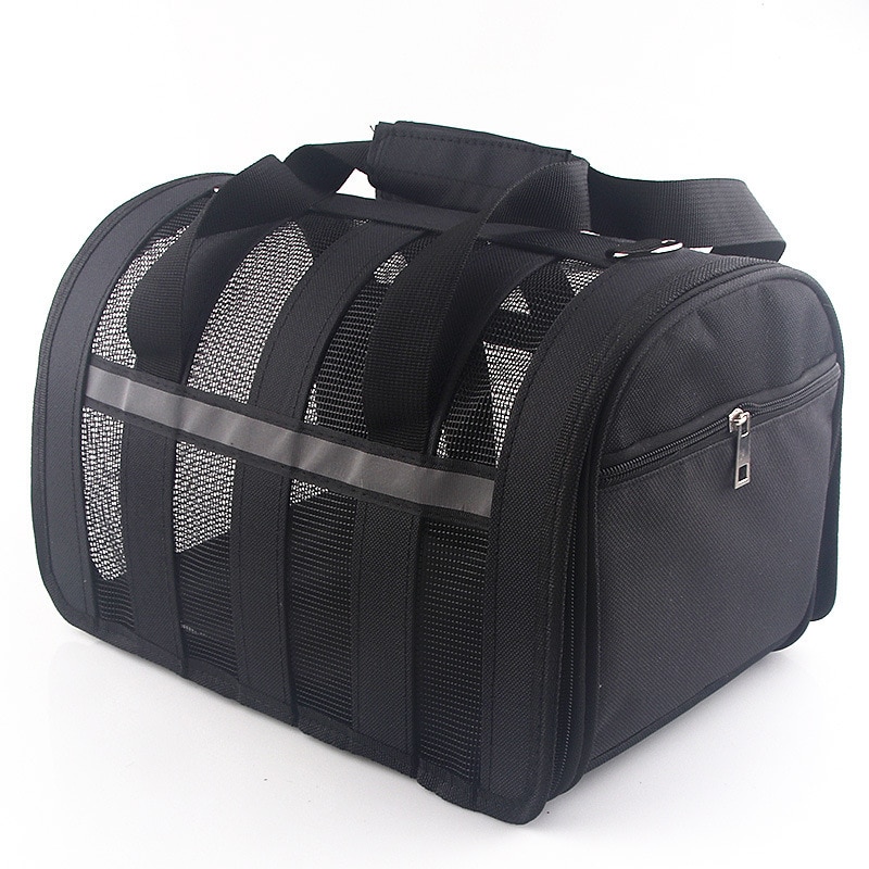 Pet cat bag out carrying bag cat takeaway handbag breathable dog backpack travelling cat cage Pet supplies pet bag: black / 50cmX27cmX28cm