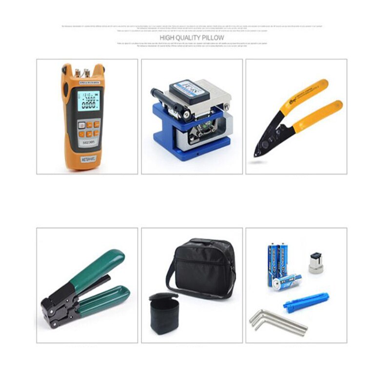 FTTH Fiber Optic Tool Kit with FC-6S Fiber Cleaver and Optical Power Meter 5MW Visual Fault Locator machine Wire stripper CFS-2