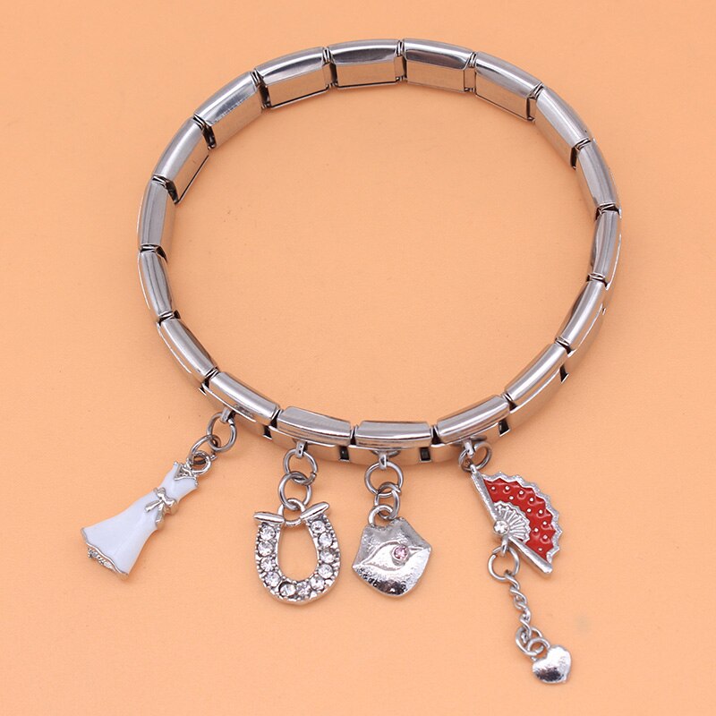 Fyour – chaussette de noël en fer à cheval, marguerite souris, Original, CZ breloque italienne, pour Bracelet 9mm, en acier inoxydable, fabrication de bijoux, DJ169