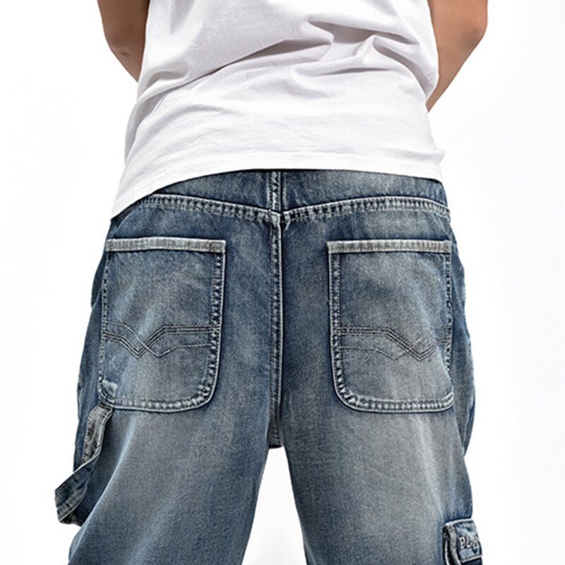 30-46 de talla grande Harlan de pierna recta pantalones de talla grande casuales de los hombres de nueve punto jeans pierna ancha de talla grande casual de pantalones de algodón