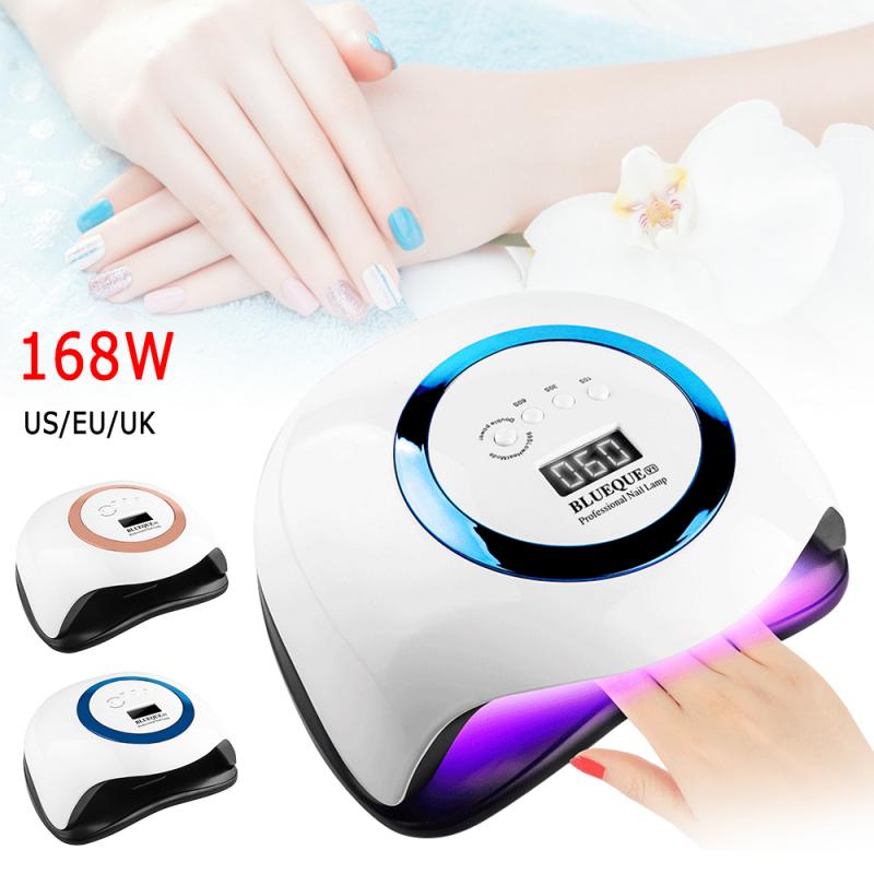 Uv Led Nagel Lamp Nagel Droger Gel Polish Professionele Snelle Uitharding Uv Licht 168W Gel Nagellak Met Motion sensing Lcd Display