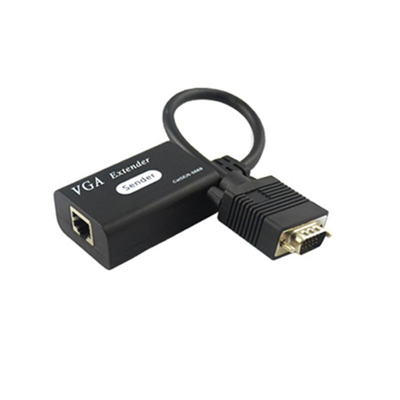 1 Pair 1080P VGA to RJ45 LAN Ethernet Extension Adapter Up to 80M Over CAT5E/6 Cable HDTV VGA Extender Repeater Signal Booster