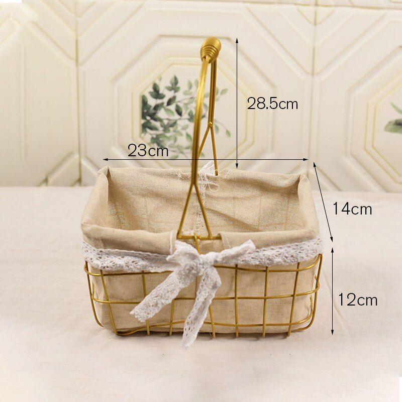 Goldene Korb Tragbare Metall Rattan Picknick Korb Hause Blume Anordnung Strauß retro Hochzeit Kranz Dekoration Lagerung Korb: 2