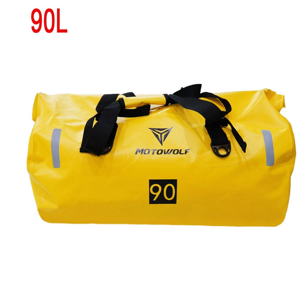 multi-functional high capacity waterproof motorcycle travel rear seat bag side riding Luggage shoulder bag: 90L yellow