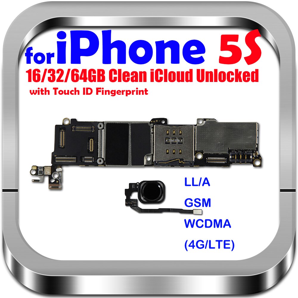 100% Originele ontgrendeld voor iphone 5S Moederbord zonder/met Touch ID met IOS Systeem voor iphone 5S Moederbord met volledige Chips