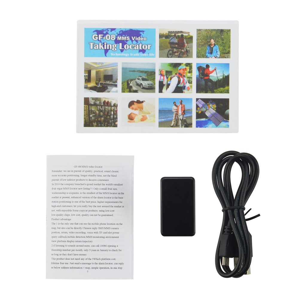Mini rastreador portátil GSM/GPRS, localizador parlante de vídeo en red, GF-08, batería de iones de litio de 3,7 V y 400mAh, tiempo de espera largo, mini rastreador gsm: with box