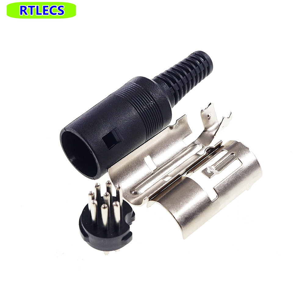 2 uds 262 270 grados 8 pines DIN macho cabezal de enchufe soldadura DIY Vertical Circular Push-Pull conector de alimentación contactos mecanizados