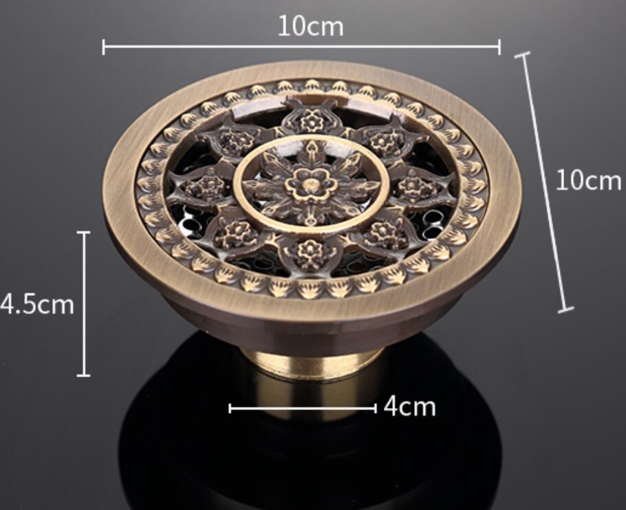 Vidange de sol en laiton Antique | 10cm Euro de sol de douche, déodorant de salle de bains, rond Euro couvercle de passoire de sol, grille de déchet