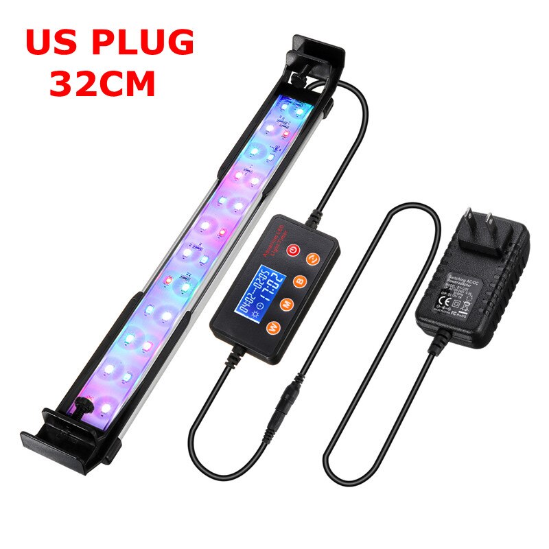 Led Licht Aquarium Led Verlichting Fish Tank Lamp 22-72Cm Verstelbare Aquatic Plant Lampen Rgb Decoratie Professionele Afstandsbediening lichten: US PLUG 32CM