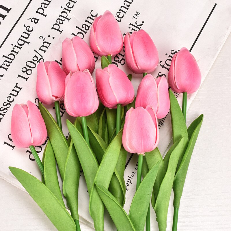 1PC 30cm Real Touch PU Tulips Artificial Flowers for Home Garden Bedroom Decoration flores artificiales para decoracion hogar: Pink