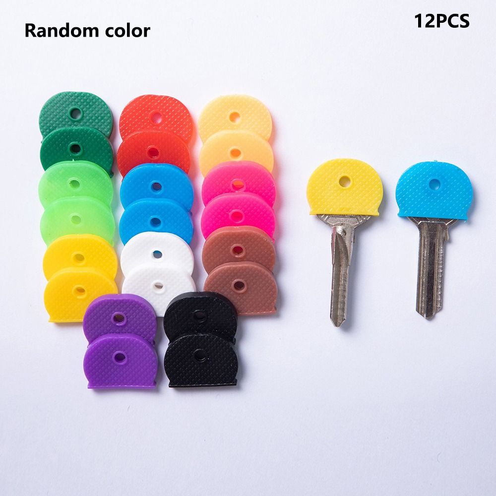 12 Uds. Accesorios para llaves, cerraduras suaves de goma Multicolor huecas, tapas para llaves, cubiertas de silicona, adornos para llaves, cubierta para llavero, Protector para llaves: Negro