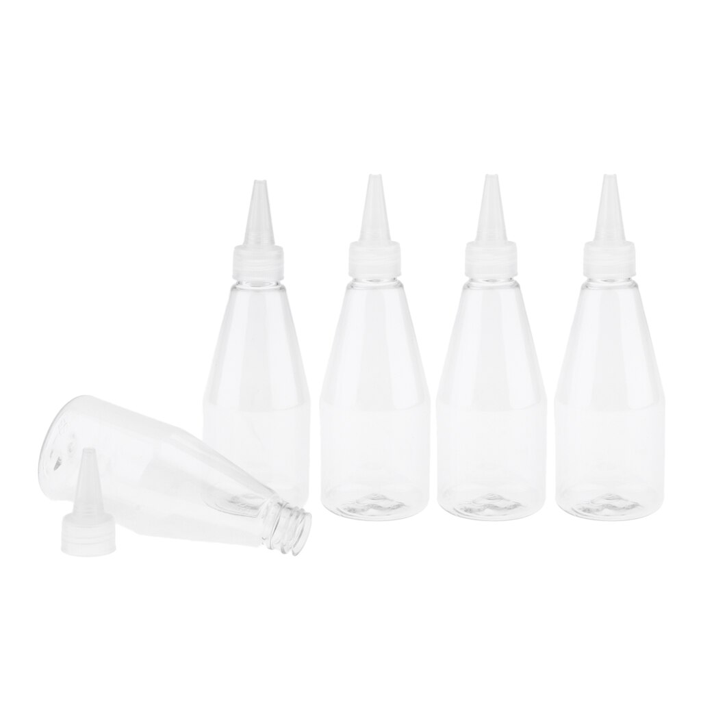 Pak Van 5 Plastic 200Ml Vloeibaar Oplosmiddel Flessen Tip Applicator Met Twist Top Caps Lekvrij, Draagbare Voor Reizen