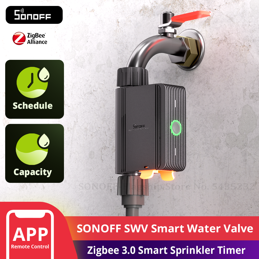 SONOFF SWV Zigbee 3.0 inteligentny zawór wodny IP55 sterownik zraszacza automatyzacja nawadniania w domu kompatybilny z eWeLink Alexa Google