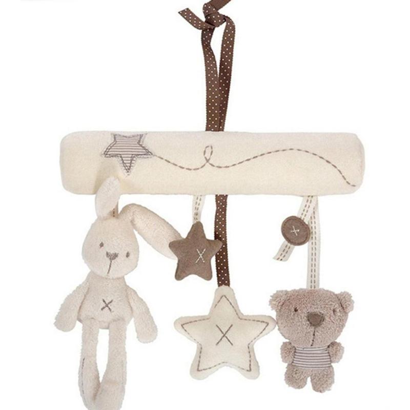 Baby Kinderwagen Hängen Glocke Krippe Spielzeug Baby Rasseln Weiche Nette Kaninchen Bär Form Mit Sicherheit Spiegel Songs Spielen Box Neue