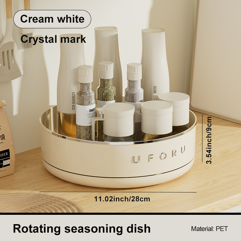 UFORU Multifunctional Adjustable Kitchen Rack, Large Capacity Condiment organizer boxPlastic Material Tabletop Fruit Platter: Beige