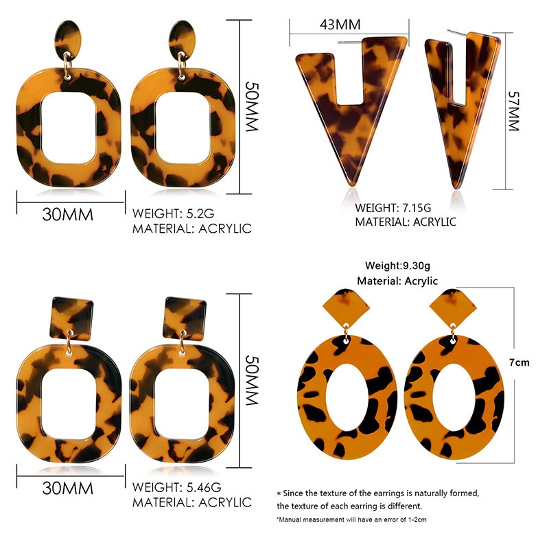 Pendientes llamativos coreanos para mujer, aretes con colgantes geométricos acrílicos marrones, aretes dorados, joyería