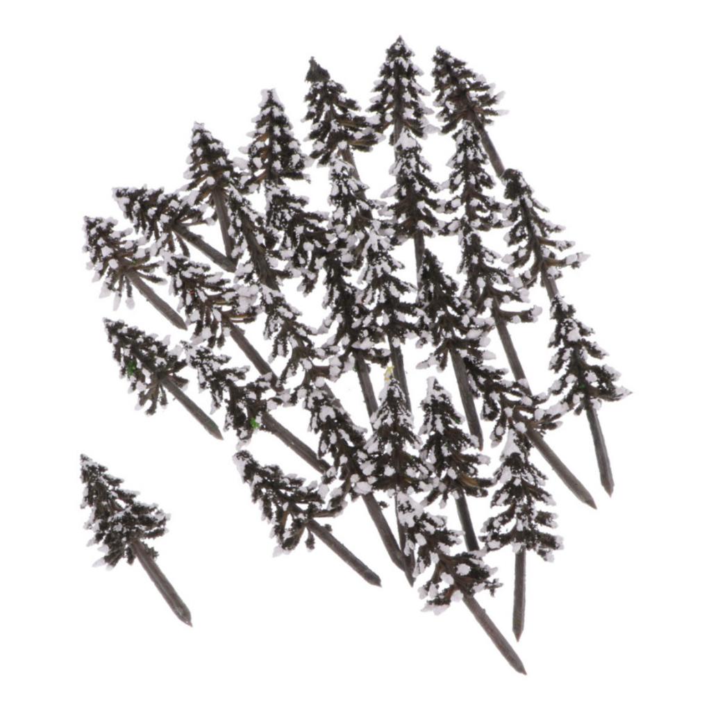 30pcs Model Cedar Trees Model Train Scenery Architecture Scenery Trees with Snow, 1.97 inches