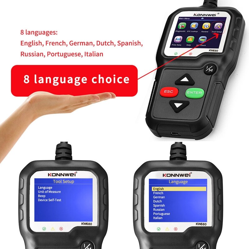 Konnwei KW680 OBD2 Scanner Obd Auto Diagnostische ... – Vicedeal