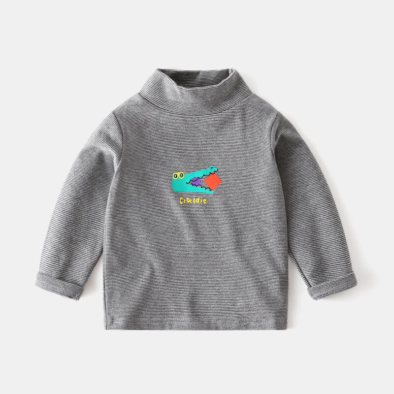 Ropa de niño de otoño-invierno, ropa interior de algodón con cuello alto Dinasour de dibujos animados para niños de 2 a 6 años, ropa interior térmica para niños: gray / 3 años