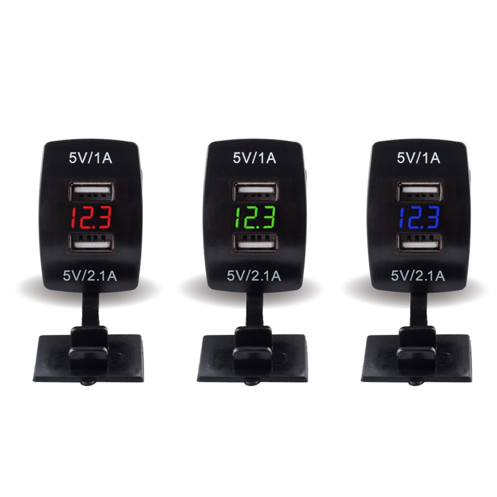 Waterproof 12V-24V Dual USB Plug Car Motorcycle Cigarette Lighter Socket Car Charger LED Digital Voltmeter Meter Electronic