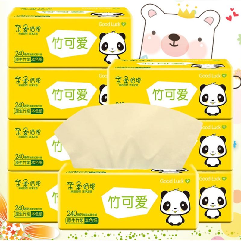 5 Pcs All Natural Eco Friendly Bath Tissue Multi-Fold Organic Bamboo Toilet Facial Tissues