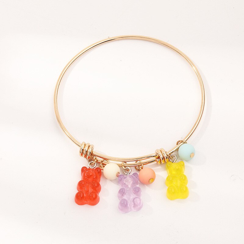 1pc feminino meninas arco-íris doces cores gummy urso encantos pulseira pulseiras jóias bonito festa de aniversário presentes bff