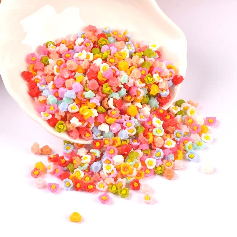 100 Stuks 6Mm Gemengde Mini Plaksteen Hars Bloem Cabochons Versieringen Scrapbooking Craft Diy Nail Decoratie Cp3149: 7