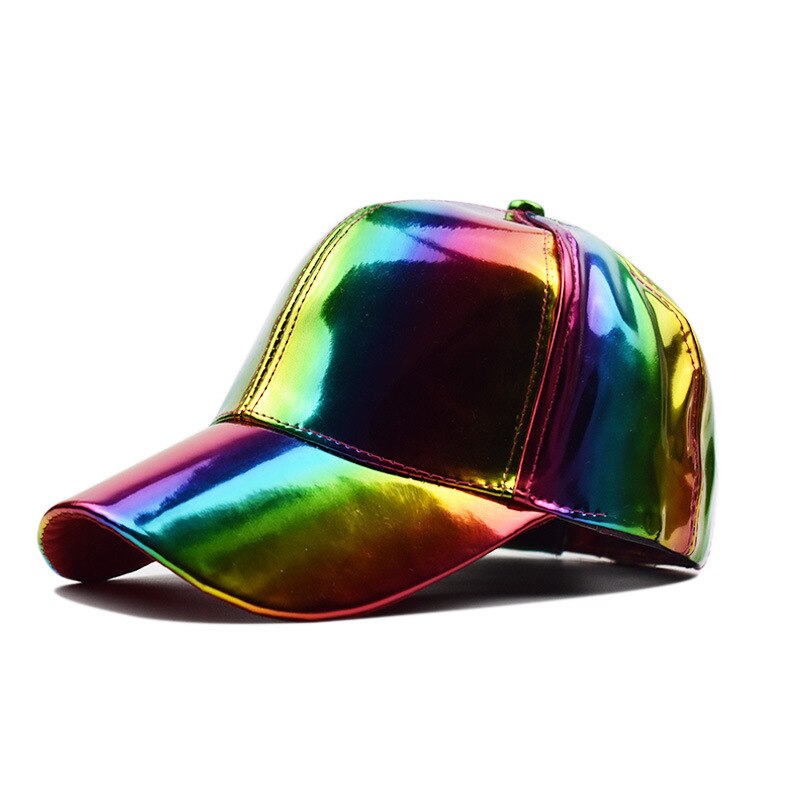 Dishi Unisex Verstelbare Shiny Holografische Baseball Cap Regenboog Reflecterende Hip Hop Rave Hoed Metallic Casual Cap