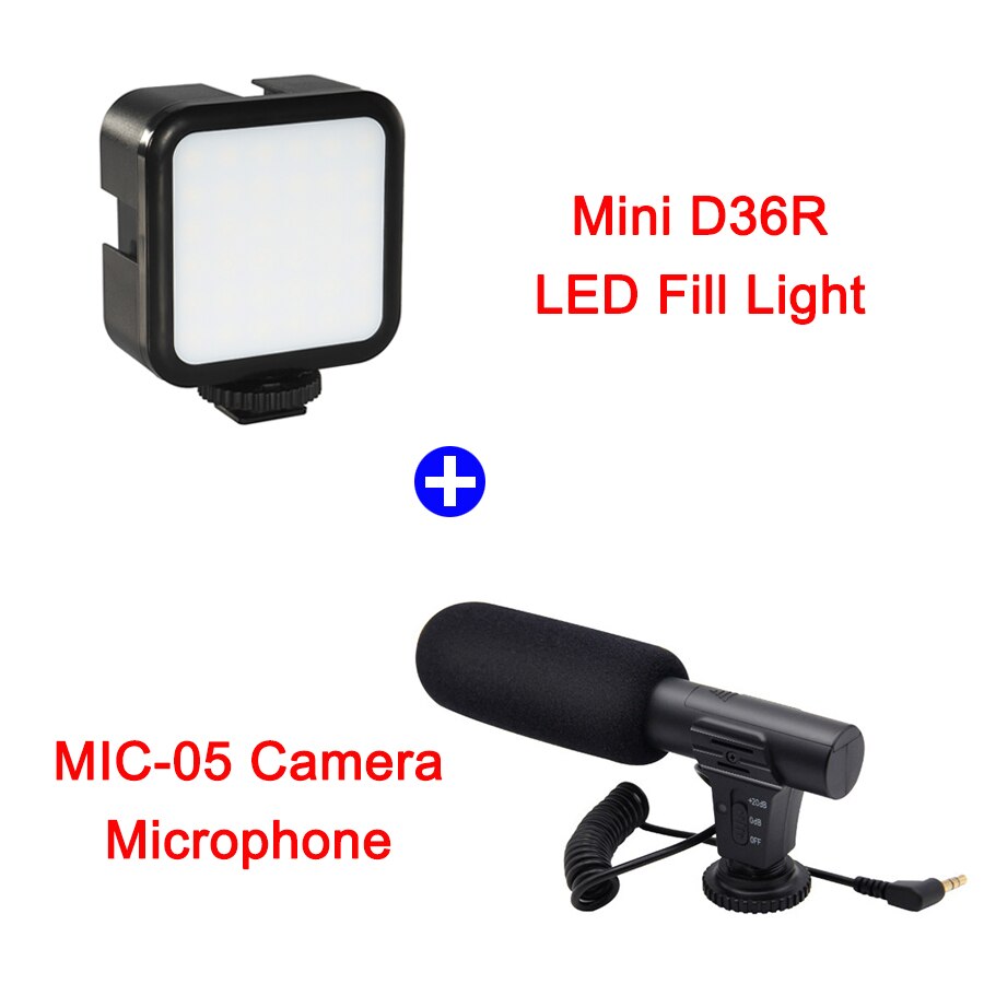 MAMEN Mini D36R LED Video Light Set Smartphone Vlogging Kits With Microphone Phone Cage Tripod For Video Shooting Photo Light: Package 3