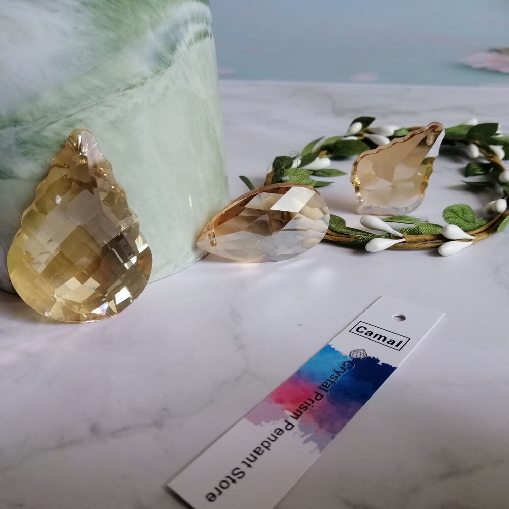 Camal 2 stücke Gold Champagner 38/50mm facettiert Kristall Anhänger Lampe Prismen Kronleuchter Suncatcher Beleuchtung Teile Hängen Hause Dekor