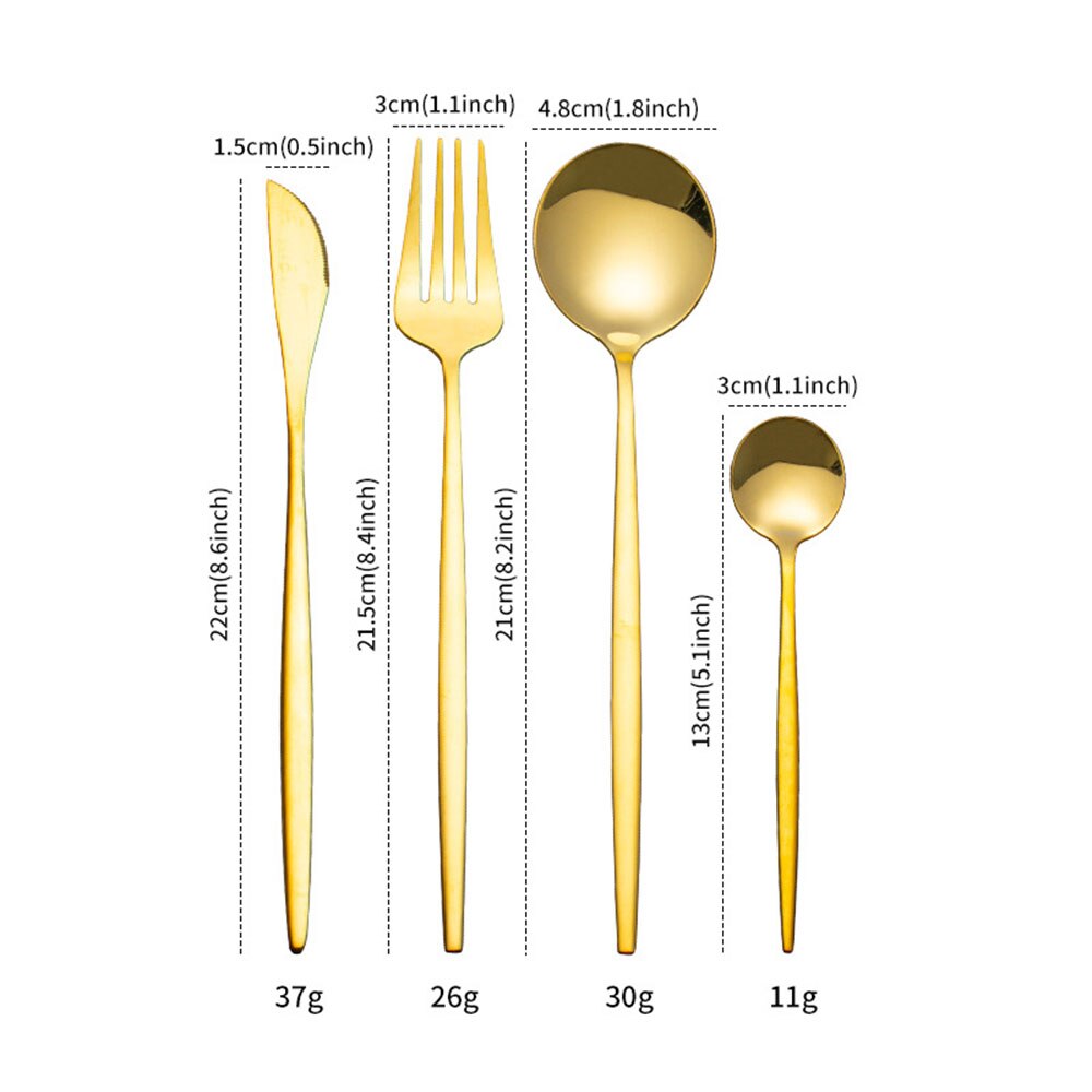 24Pcs Bestek Set Keukengereedschap Diner Servies Servies Set Roestvrij Stalen Mes Vork Lepel Gouden Zilveren Bestek Set